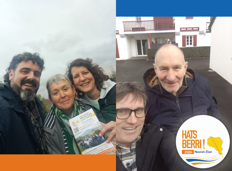 Hats berri - Nouvel élan zerrendako kideek etxez-etxez herritarrengana hasi dira joaten