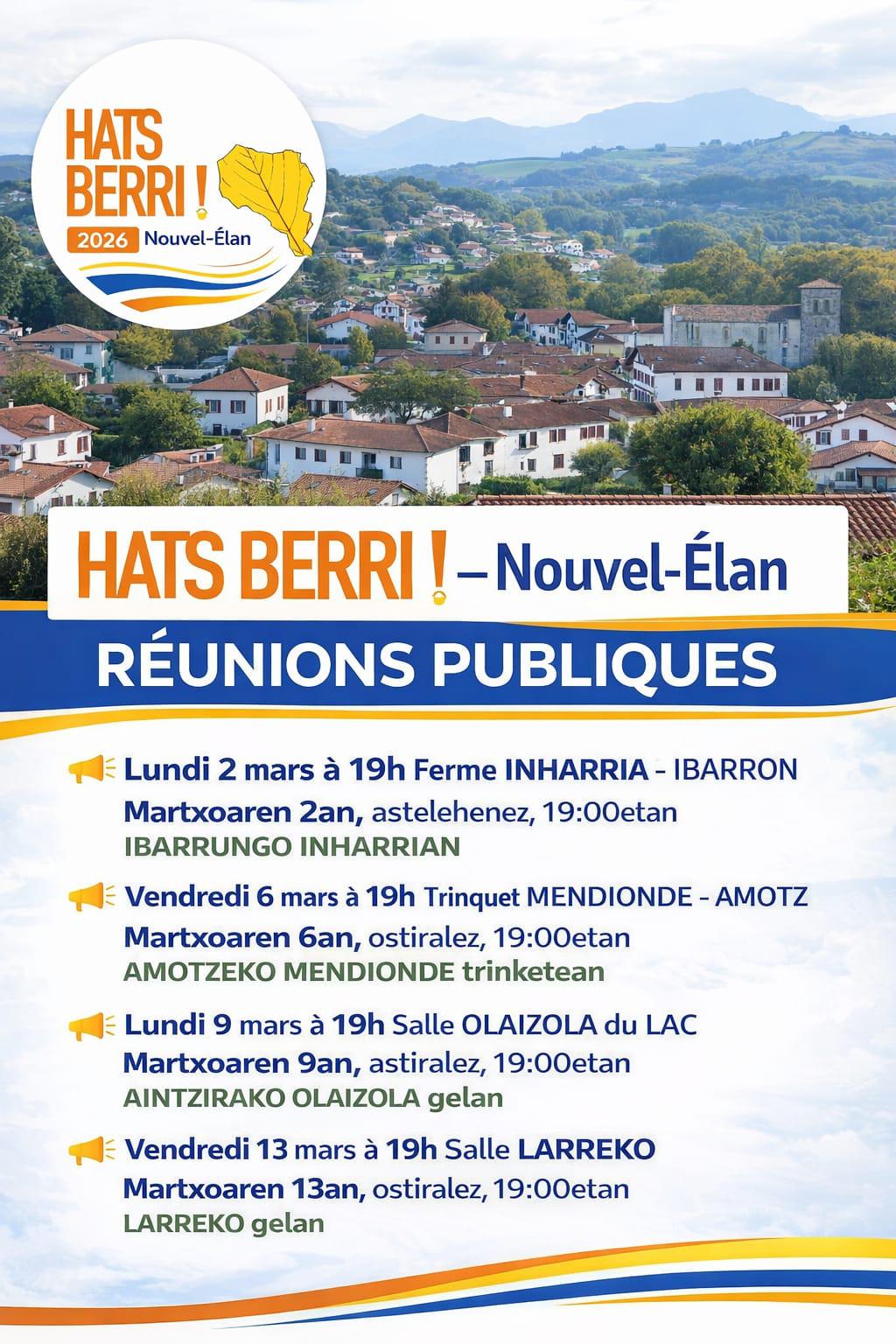 Réunions publiques de la liste Hats berri - Nouvel élan